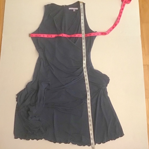 Carmen Marc Valvo Luxe Dress Navy Blue Ruching - Picture 10 of 15